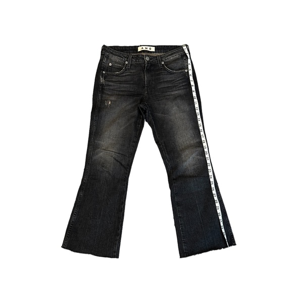 Amo Kick Crop Jeans - washed/distressed black size 27 - Picture 3 of 5